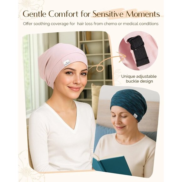 🆕Women's Silk Satin Bonnet Hair Cover Sleep Cap - Adjustable Slouchy Beanie - Picture 7 of 7